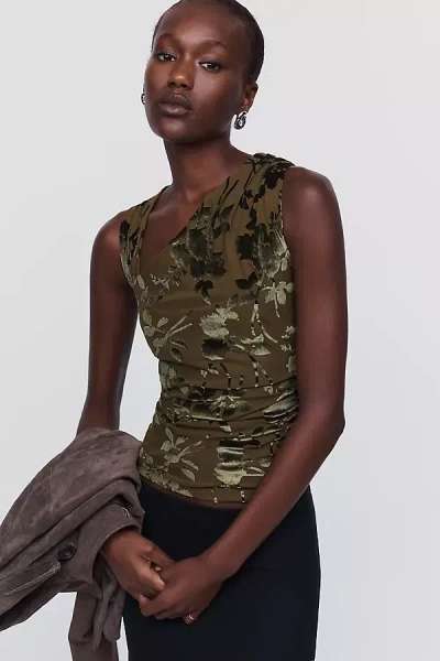 Hutch Asymmetrical Velvet Top In Green