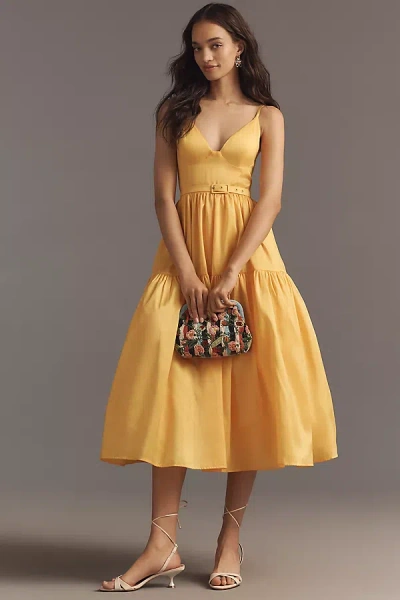Hutch Atherton Sleeveless V-neck Belted Midi Dress