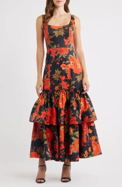 Hutch Avalee Floral Tiered Gown In Multi