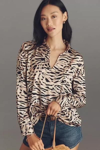 Hutch Ayer Long-sleeve Collared Blouse In Multi