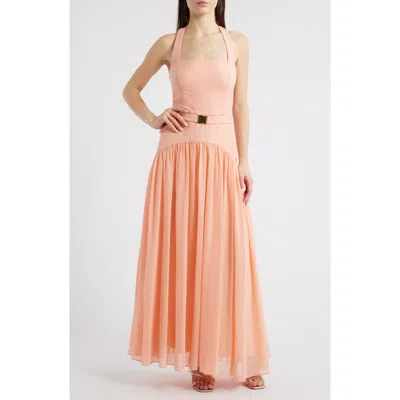 Hutch Aza A-line Halter Dress In Peach