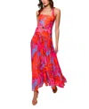 Hutch Aza Pleated Floral-print Halter Maxi Dress In Purple Watercolor Gardenia
