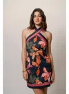 Hutch Satin Halter Mini Dress In Multi
