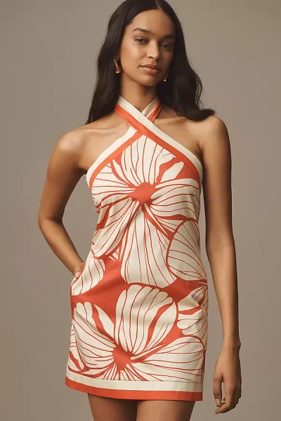 Hutch Baker Halter Mini Dress In Orange