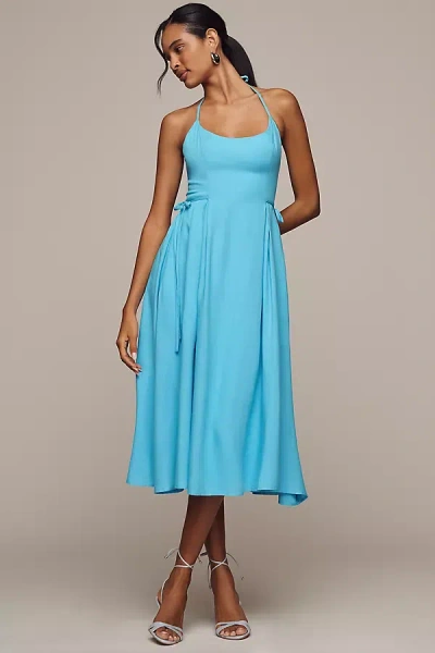 Hutch Bambi Linen Blend Sleeveless Scoop-neck Midi Dress In Blue