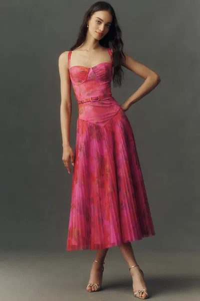 Hutch Belted Bustier Maxi Dress In Multi