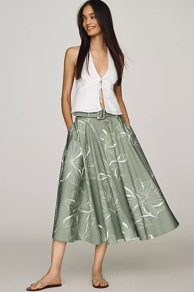 Hutch Belted Floral Skirt In Green