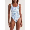 Hutch Fayra One-piece In Blue Inked Chinoiserie In Blue