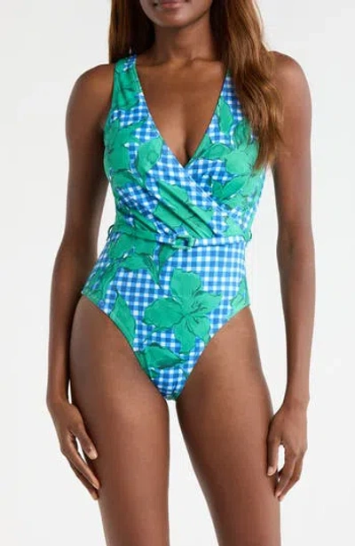 Hutch Belted One-piece Swimsuit In Green