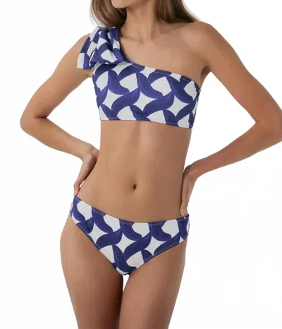 Hutch Betsy Bikini Bottom In Brushstroke Diamond Geo In Blue