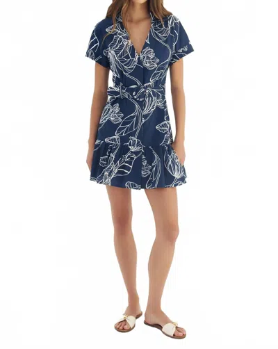 Hutch Birgin Mini Dress In Navy White Dramatic Vining Iris In Multi