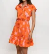 Hutch Bishop Mini Dress In Orange Romantic Floral In Orange