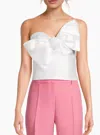 HUTCH BOW FLOWER STRAPLESS TOP IN WHITE
