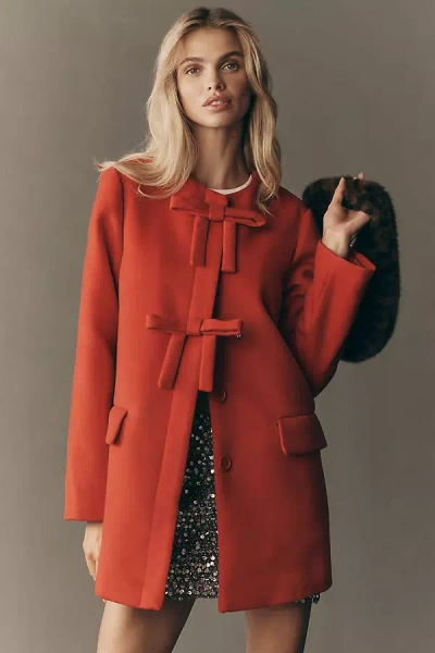 Hutch Bow-front Coat Jacket In Red