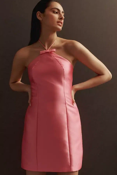 Hutch Bow Halter Slim Mini Dress In Pink