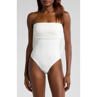 Hutch Bow Strapless One-piece Swimsuit In White