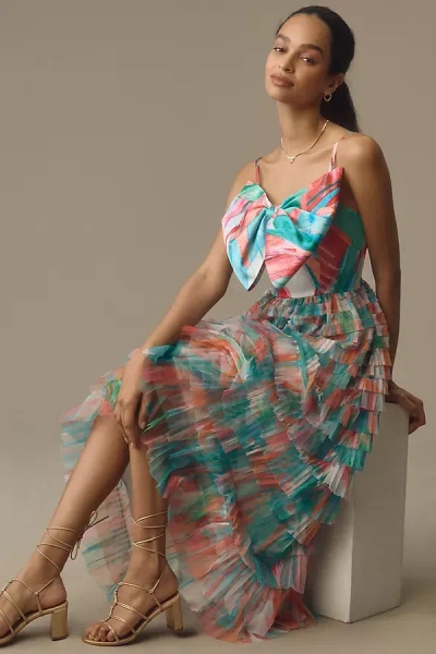 Hutch Bow Tiered Maxi Dress In Multicolor