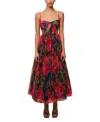 Hutch Smocked Tulle Gown In Black Floral