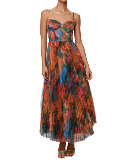 Hutch Brianna Maxi Gown In Teal Multi Overlay Hibiscus Floral