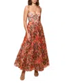Hutch Brianna Pleated Tulle Dress In Orange Painted Lush Tropical