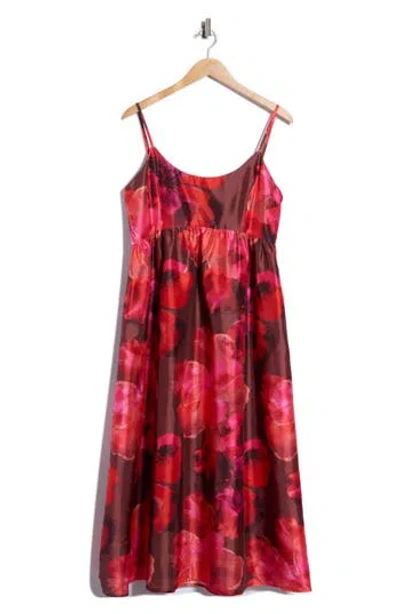 Hutch Brixton Floral Empire Waist Fit & Flare Midi Dress In Red