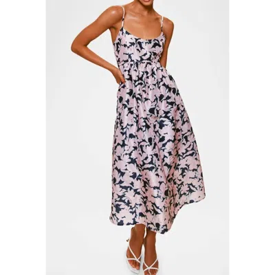 Hutch Brixton Midi Dress In Pink And Navy In Multi