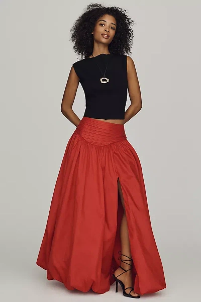 Hutch Bubble-hem Maxi Skirt In Red