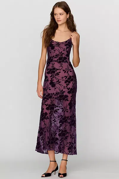 Hutch Burnout Velvet Slip Maxi Dress In Purple