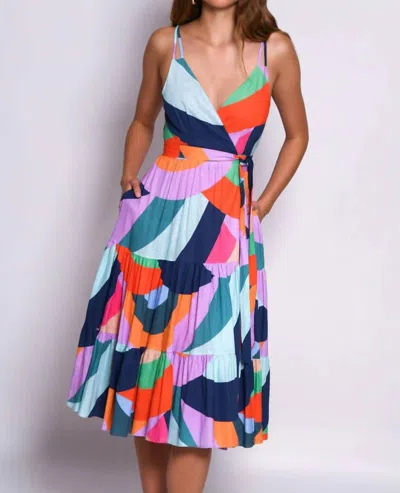 Hutch Byers Dress In Rainbow Wave In Multi