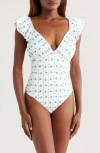 Hutch Cala Flutter Sleeve One-piece Swimsuit In White