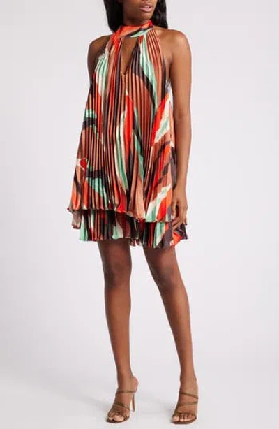 HUTCH HUTCH CARLENA PLEATED SATIN HALTER ROMPER