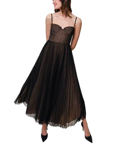 Hutch Carley Fit & Flare Pleated Midi Dress In Black/tan