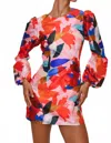 Hutch Carolyn Mini Dress In Coral Papier Mache Floral In Multi