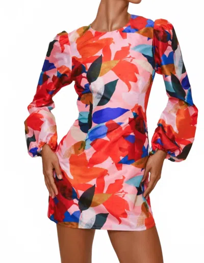 Hutch Carolyn Mini Dress In Coral Papier Mache Floral In Multi
