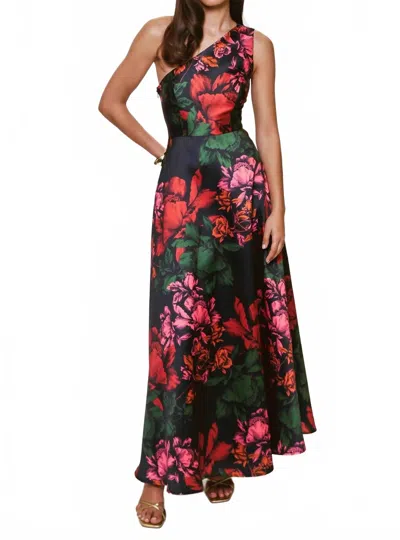 Hutch Cassandra One Shoulder Maxi Dress In Black Multi