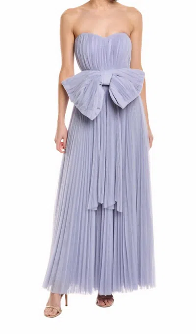 Hutch Cataline Strapless Bow-front Pleated Tulle Gown In Lavender In Purple