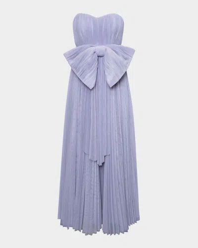 HUTCH CATALINE STRAPLESS BOW-FRONT PLEATED TULLE GOWN