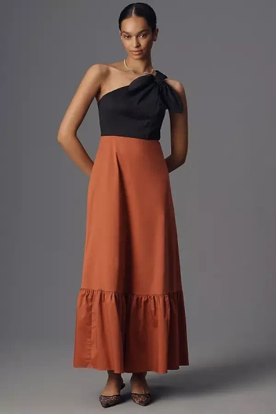 Hutch Caudie One-shoulder Colorblock Maxi Dress In Multicolor