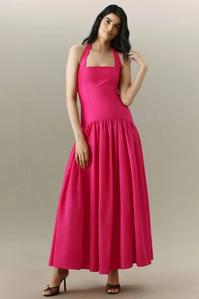 Hutch Chandler Drop-waist Halter Maxi Dress In Pink