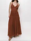 Hutch Diamond Pleated Maxi Dress In Caramel In Brown