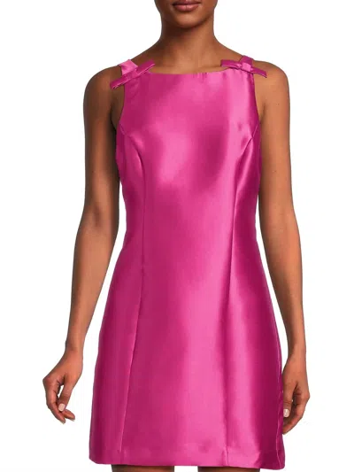 Hutch Chesca Satin Bow Mini Dress In Hot Pink