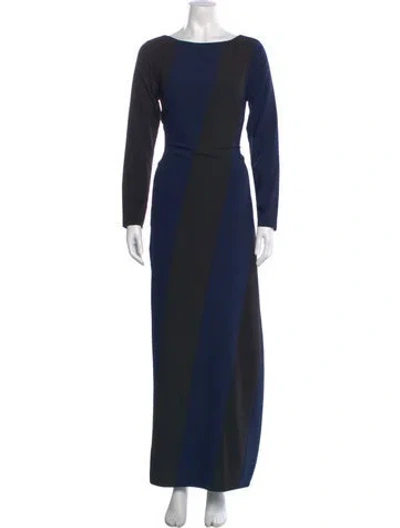 Pre-owned Hutch Colorblock Pattern Long Dress In Blue