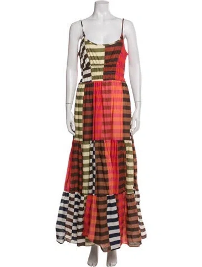 Pre-owned Hutch Colorblock Pattern Long Dress W/ Tags In Orange