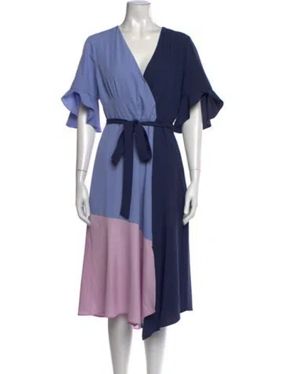 Pre-owned Hutch Colorblock Pattern Midi Length Dress In Blue