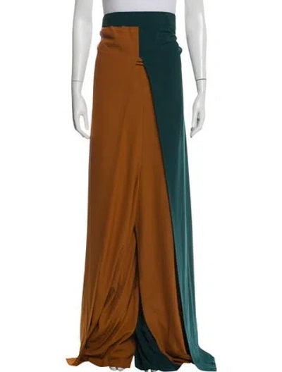 Pre-owned Hutch Colorblock Pattern Wide Leg Pants In Brown