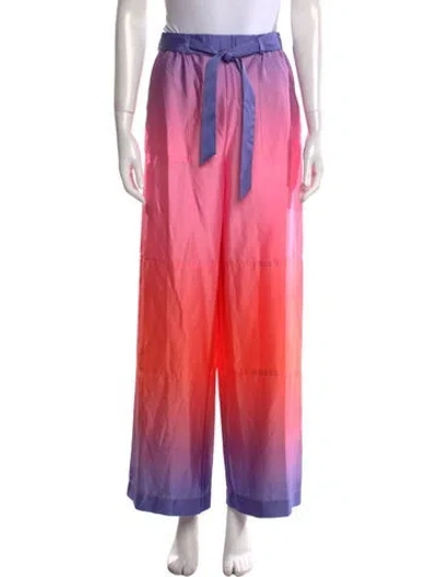 Pre-owned Hutch Colorblock Pattern Wide Leg Pants In Pink