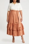 HUTCH HUTCH COLORBLOCK TIERED MAXI SHIRTDRESS