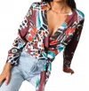 Hutch Copper Butterfly Satin Top In White Multi In Multi