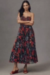 Hutch Corene Strapless Floral Tulle A-line Midi Dress In Black