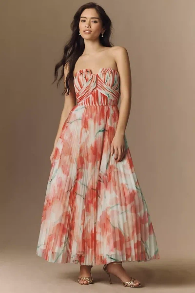 Hutch Corene Strapless Floral Tulle A-line Midi Dress In Multi